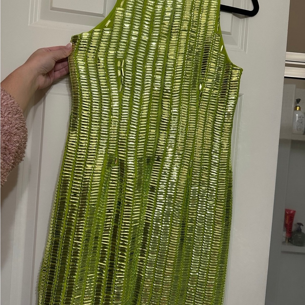 River Island Lime Green Sequin Dress - Picture 9 of 9